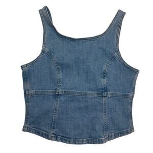 Y2K Style Cotton On Denim Zip‑Back Crop Tank 🔵 Sleeveless Medium Wash •Size 8